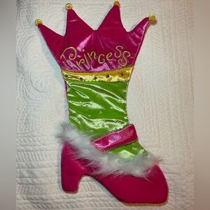 19" Plush Christmas Stocking High Heel BLING Boot Shoe PRINCESS Crown